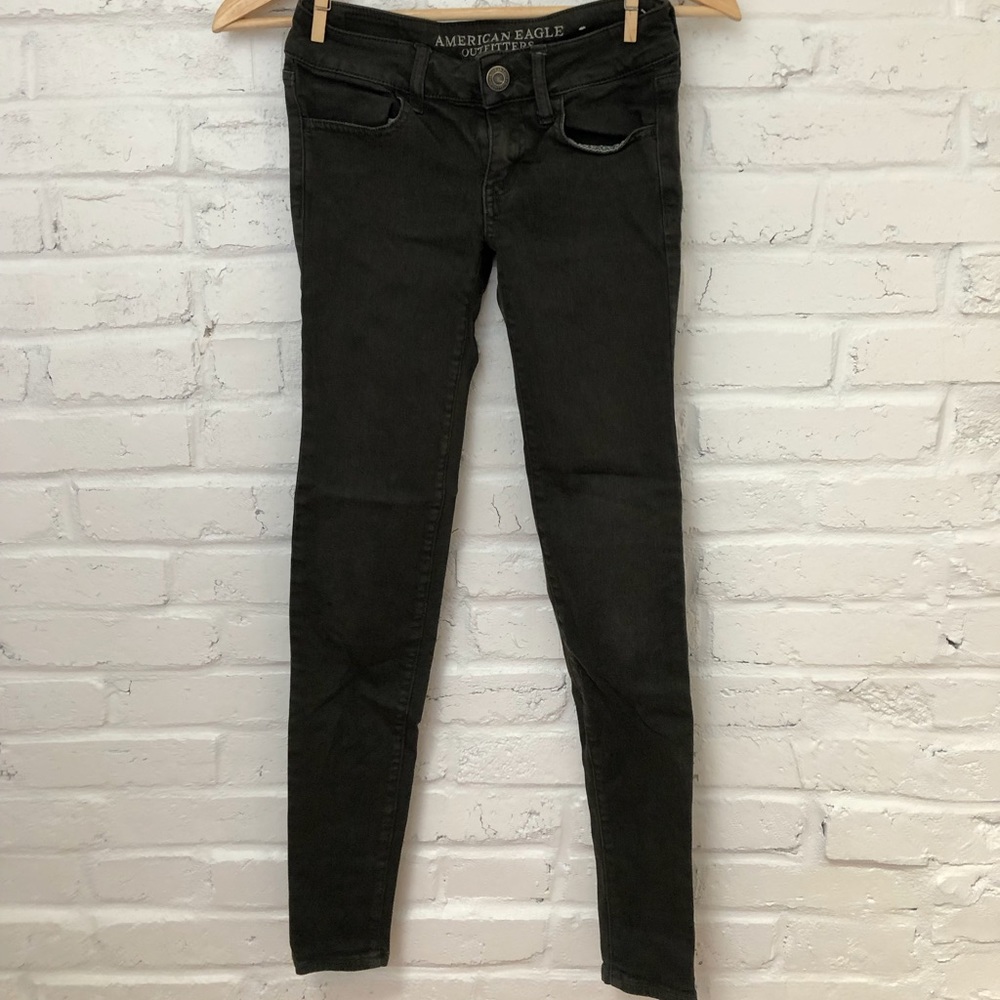 American Eagle Stretchy Mid Rise Dark Green Jeans